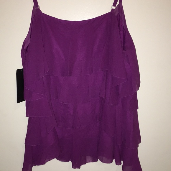 CC Couture silk ruffled camisole top size L - Picture 2 of 3